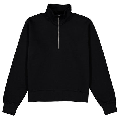 Black half-zip sweatshirt on a white background