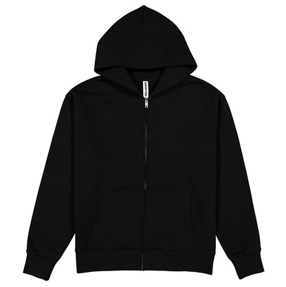 Black hoodie with a zipper on a white background