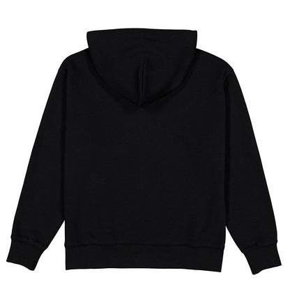 Black hoodie shown from the back on a white background