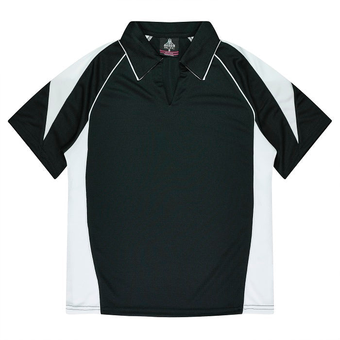 Womens black and white knitted colour contrasting panels Aussie Pacific N2301 Premier Lady Polo