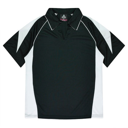 Womens black and white knitted colour contrasting panels Aussie Pacific N2301 Premier Lady Polo