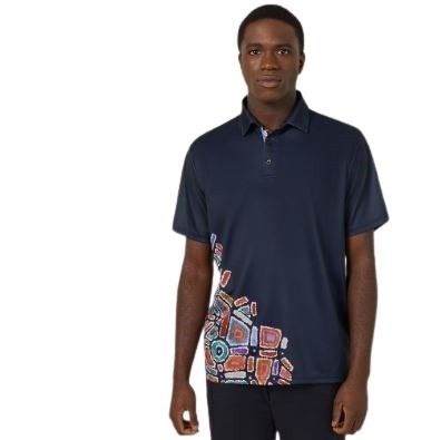 NNT CATJH6 Mens Water Dreaming Indigenous Print Polo