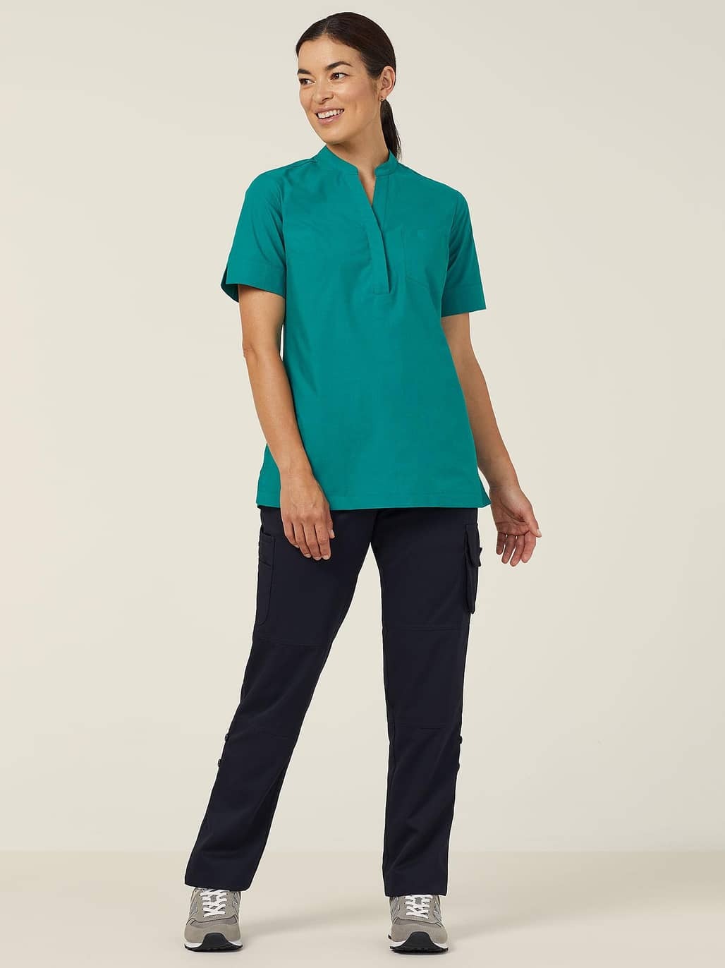 NNT CATUGA Textu Short Sleeve Tunic - Emerald Green - Alternative Front View