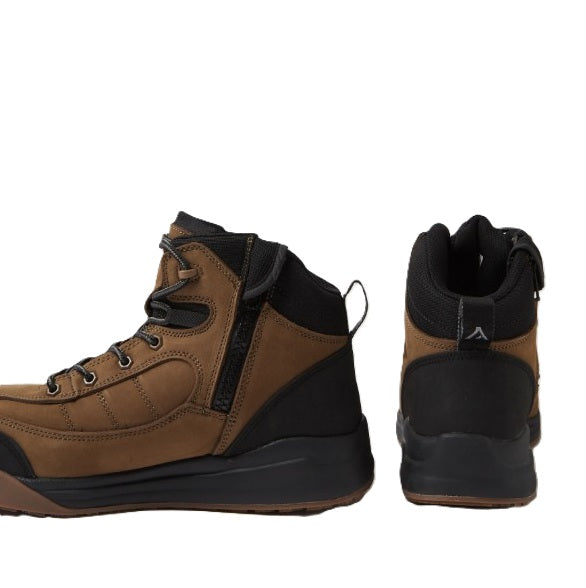 Colorado CF12348 Oak Brown Safety Boots Zip Side + Back View