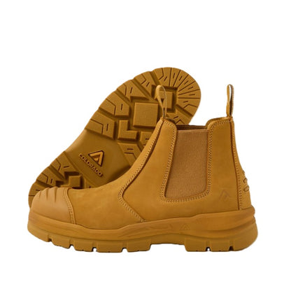 Pair of tan boots with Colorado brand logo on a white background