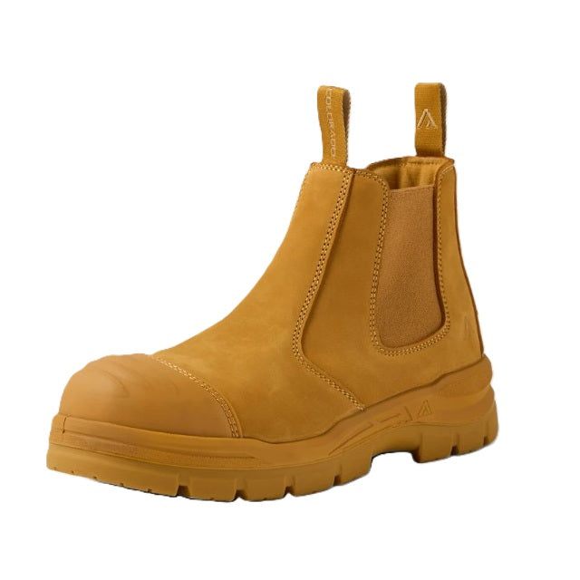 CF12349 Elastic Steel Toe Boots - Side Front View Wheat 