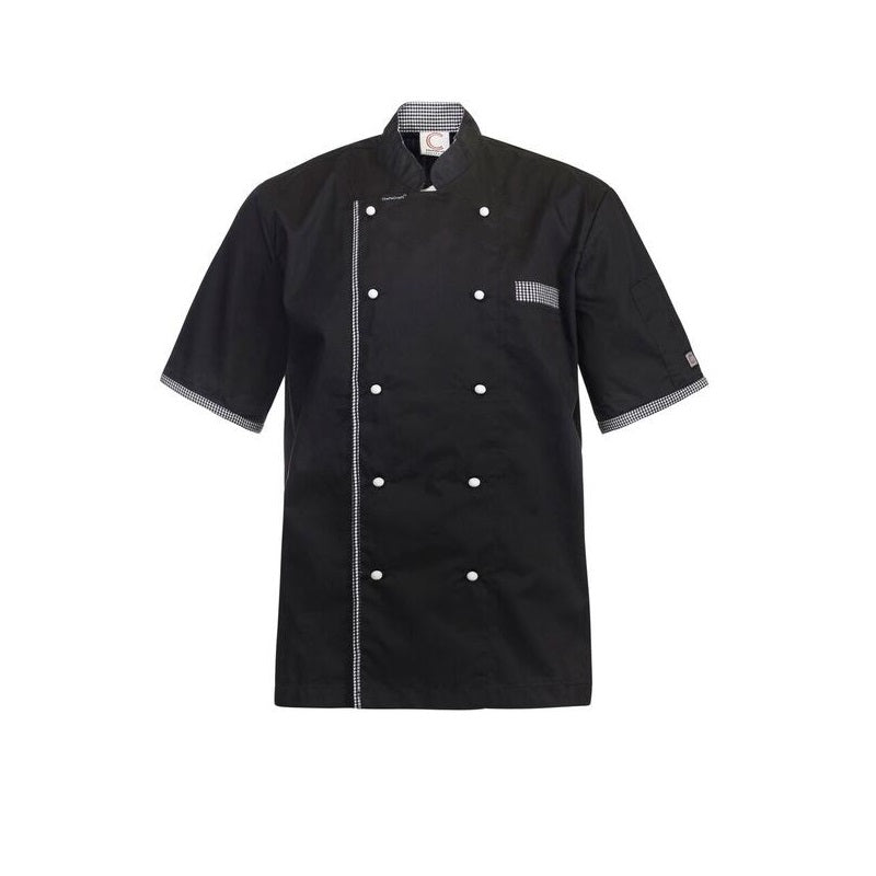 Chefscraft CJ042 DISCONTINUED Executive Chefs Lightweight Vented S/S Jacket with Checked Detail
