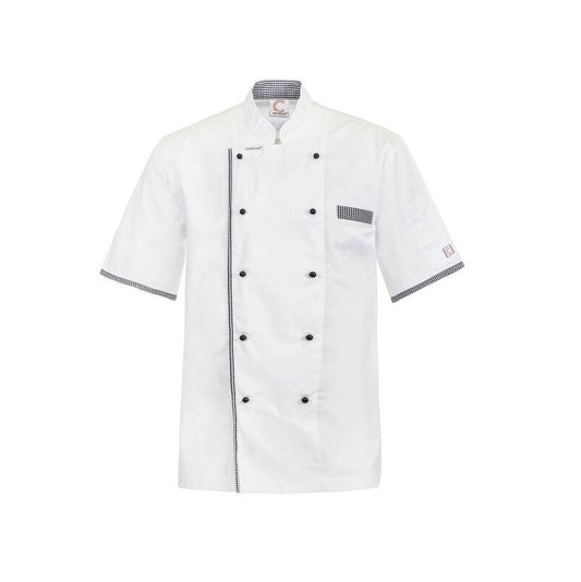 Chefscraft CJ042 DISCONTINUED Executive Chefs Lightweight Vented S/S Jacket with Checked Detail
