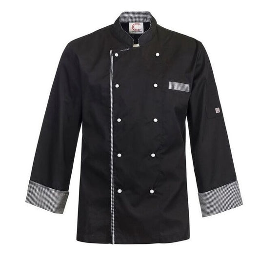 Chefscraft CJ044 DISCONTINUED Executive Chefs Lightweight Vented Long Sleeve Jacket with Checked Detail
