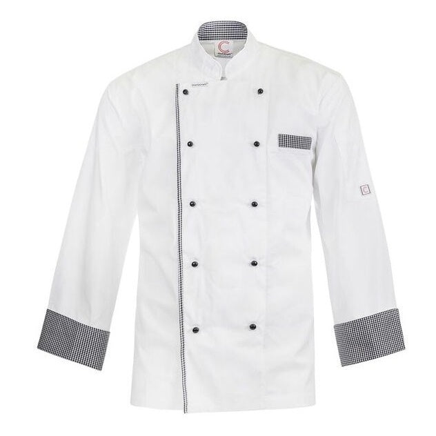 Chefscraft CJ044 DISCONTINUED Executive Chefs Lightweight Vented Long Sleeve Jacket with Checked Detail