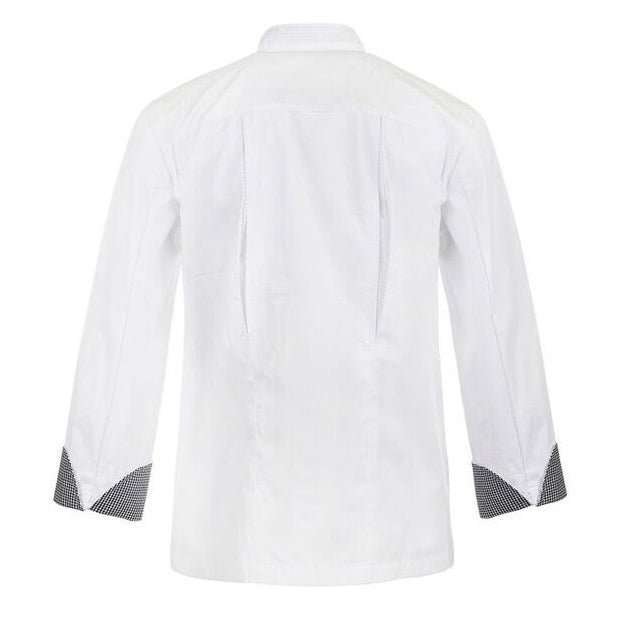 Chefscraft CJ044 DISCONTINUED Executive Chefs Lightweight Vented Long Sleeve Jacket with Checked Detail