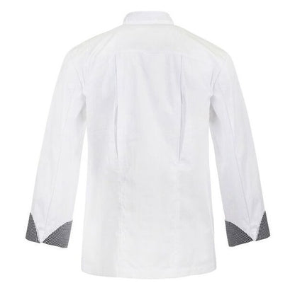 Chefscraft CJ044 DISCONTINUED Executive Chefs Lightweight Vented Long Sleeve Jacket with Checked Detail