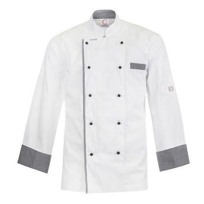 Chefscraft CJ044 DISCONTINUED Executive Chefs Lightweight Vented Long Sleeve Jacket with Checked Detail