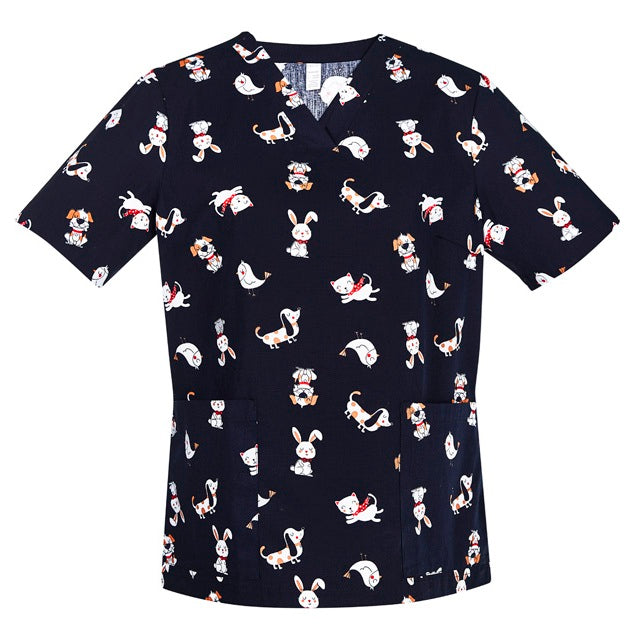 Biz Care CST147LS Womens Best Friends Scrub Top