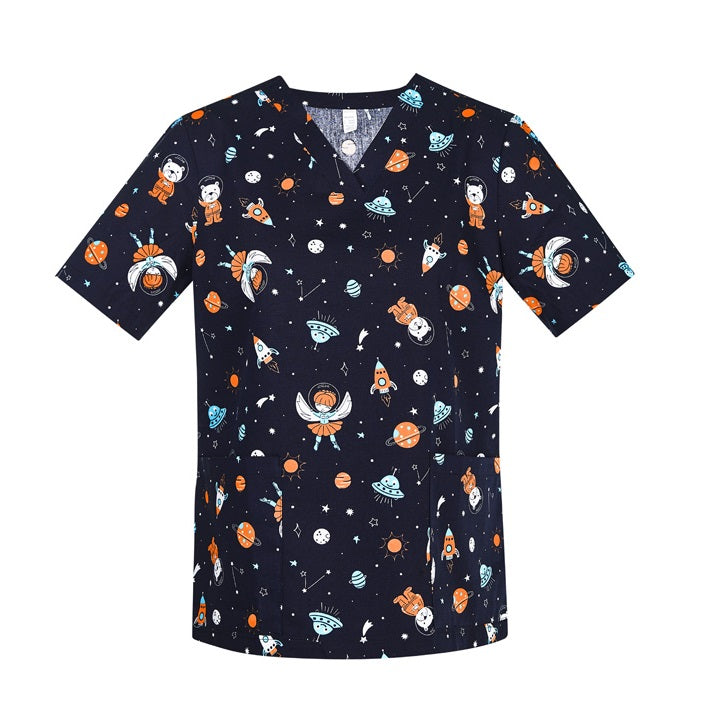 Biz Care CST148LS Womens Space Party Scrub Top