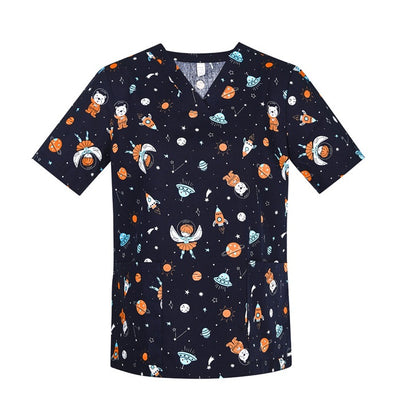Biz Care CST148LS Womens Space Party Scrub Top