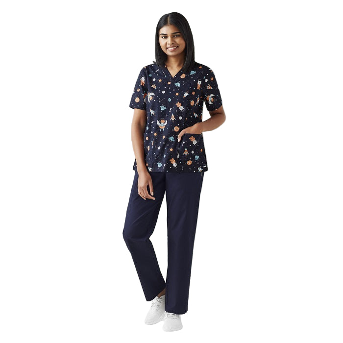 Biz Care CST148LS Womens Space Party Scrub Top