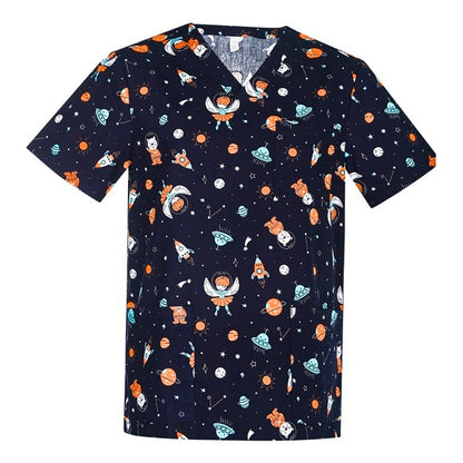 Biz Care CST148MS Space Party Mens Scrub Top