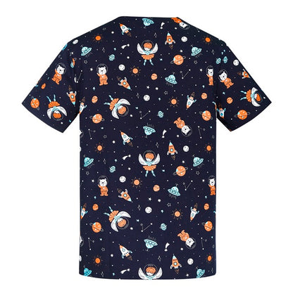 Biz Care CST148MS Space Party Mens Scrub Top