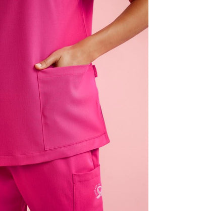 Biz Care CST245LS Womens Pink V-Neck Scrub Top