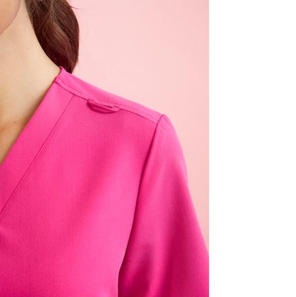 Biz Care CST245LS Womens Pink V-Neck Scrub Top
