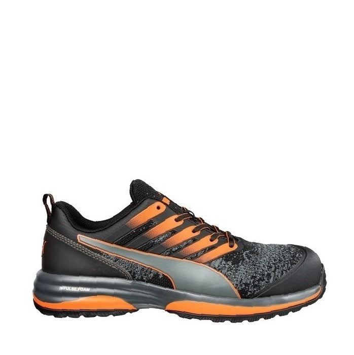 Black and orange Slip resistant Puma 644557 Charge Vegan Safety Shoes