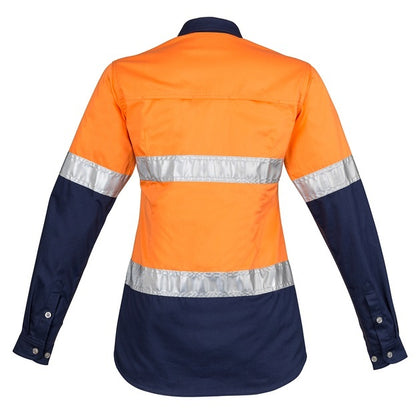 Syzmik ZWL123 Ladies HiVis Spliced Industrial L/S Shirt Hooped Tape