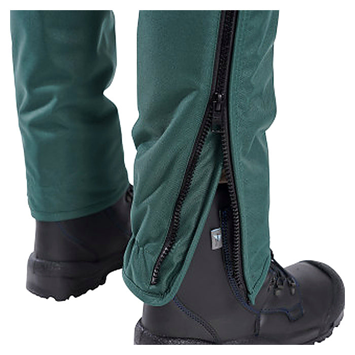 Dark Green coloured snake gaiters, easily fitted over boots,  Clogger SSG31 SnakeSafe Snake Gaiters close up view of zip
