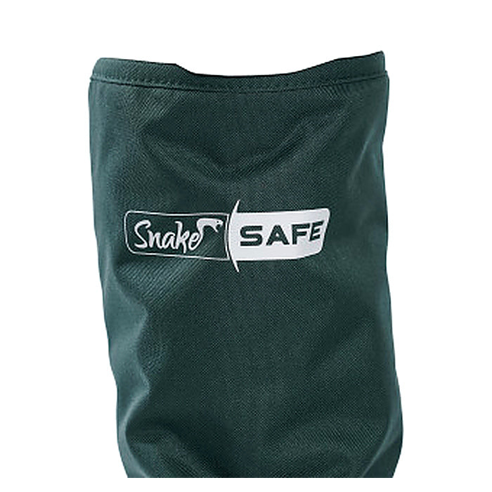 Green snake protection Gaiters, Lightweight, Clogger SSG31 SnakeSafe Snake Gaiters, close up view of logo
