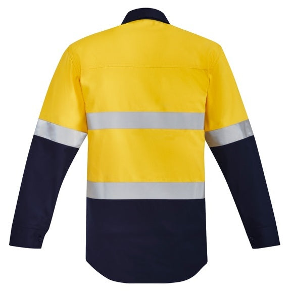 Syzmik ZW143 Mens Orange Flame HRC 2 Hoop Taped Closed Front Spliced Shirt