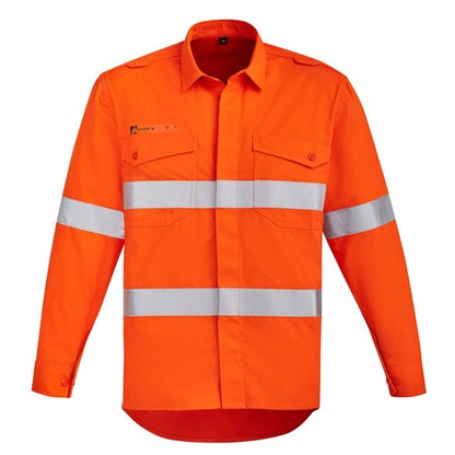 Syzmik ZW145 Mens Orange Flame HRC 2 Hoop Taped Open Front Spliced Shirt