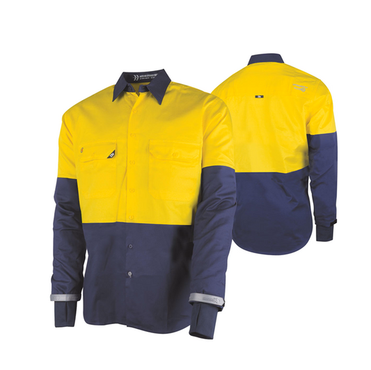 Tru Workwear DS2168GX Lightweight Vented Hi-Vis Drill Shirt with Graphex® Cut Resistant Sleeve