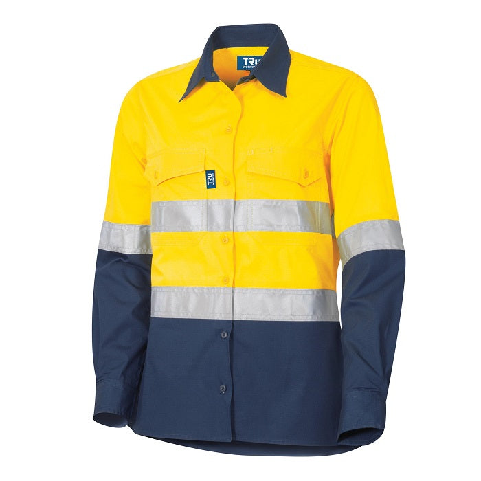 TRu Workwear DSW2169T1 Ripstop Vented L/S Hi-Vis Cotton Shirt With 3M Tape