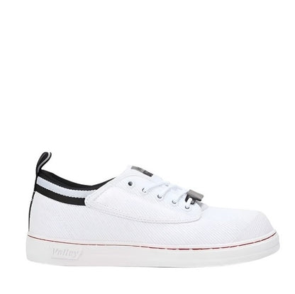 White sneaker with black stripes Volley DWVUE002 Unisex Safety Canvas Shoe Steel Toe