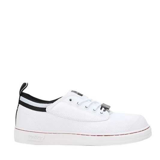 White sneaker with black stripes Volley DWVUE002 Unisex Safety Canvas Shoe Steel Toe