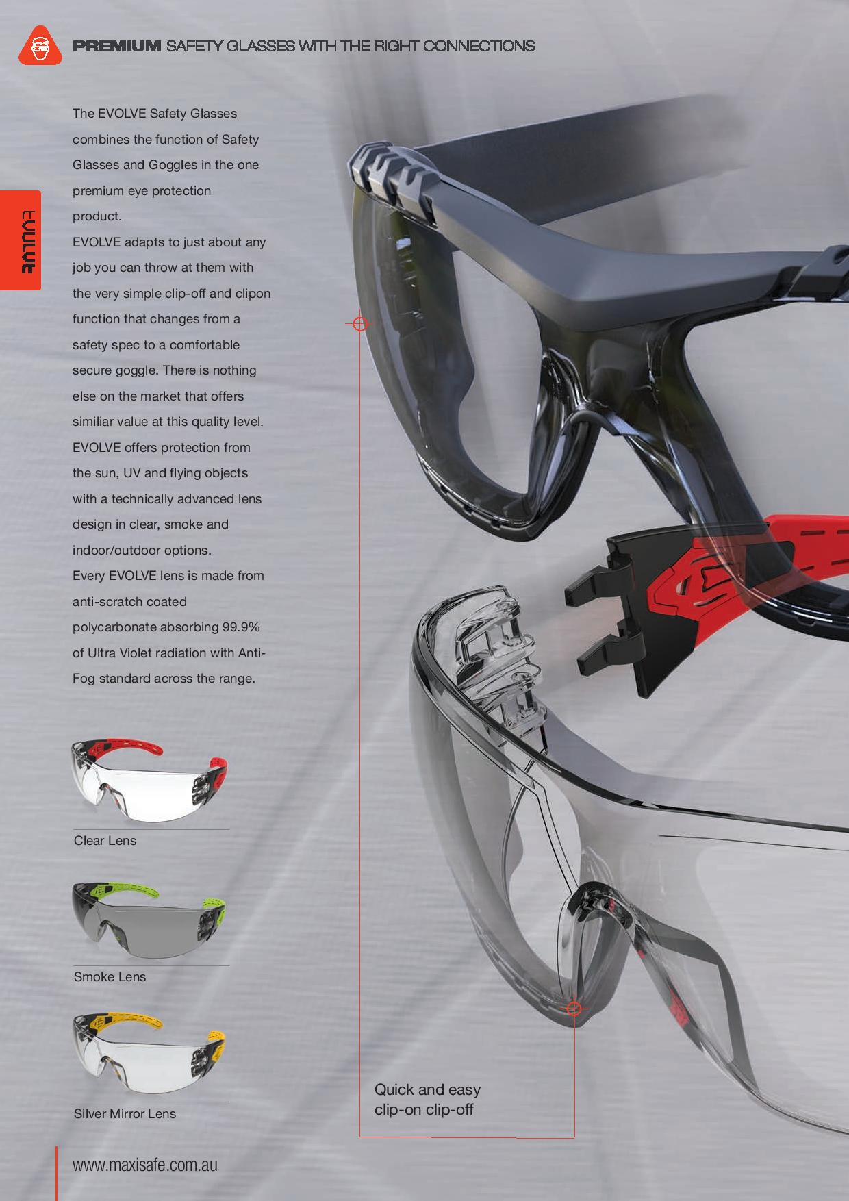 Maxisafe EVO370-GH Evolve Clear Safety Glasses With Gasket and Headband Clear