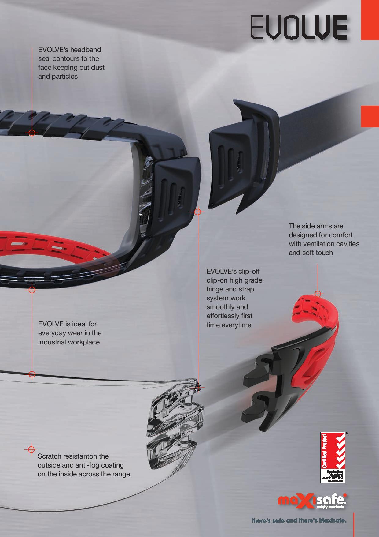 Maxisafe EVO370-GH Evolve Clear Safety Glasses With Gasket and Headband