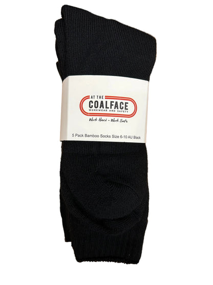 FAC ATC009/5 ATCF Heavy Bamboo Work Socks Black 6-10 - 5 Pack