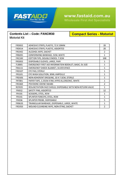 FastAid FANCM30 Motorist Kit