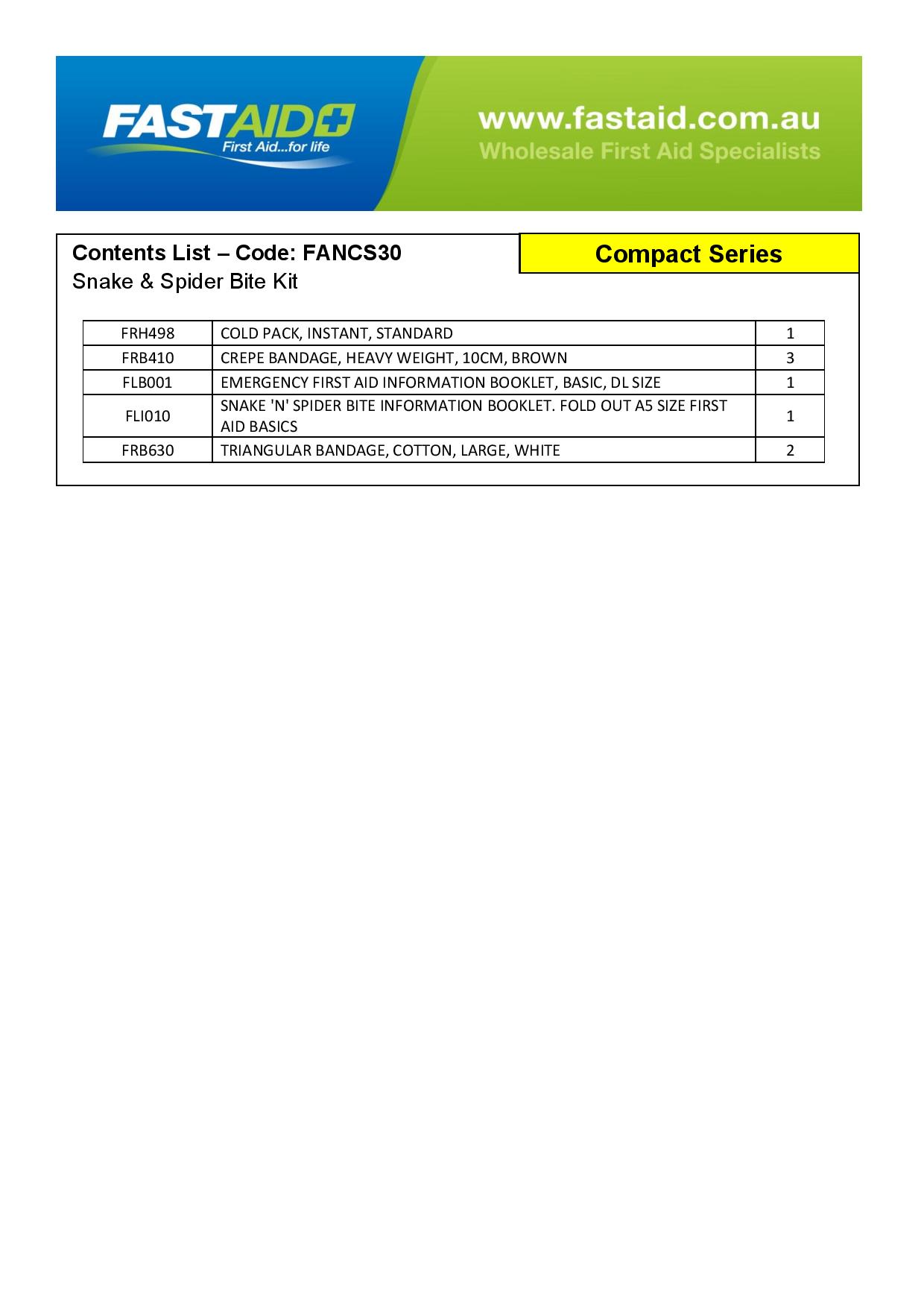 FastAid FANCS30 Snake ‘N’ Spider Bite Kit