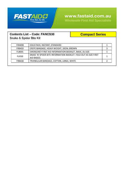 FastAid FANCS30 Snake ‘N’ Spider Bite Kit