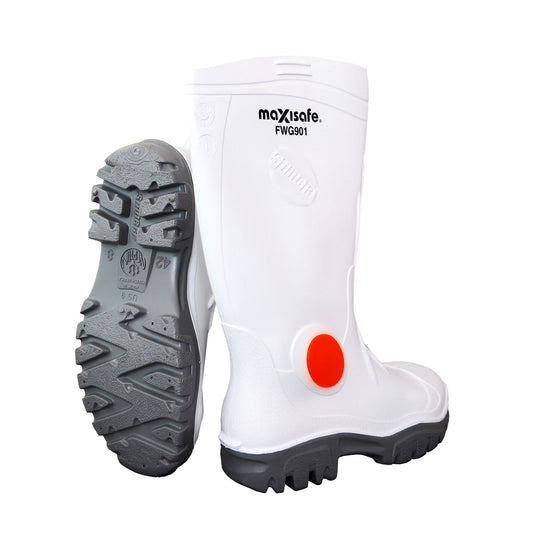 White rubber steel toe Maxisafe FWG901 Stimela Executive White Safety Gumboots
