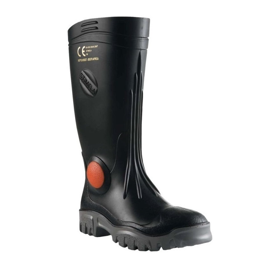 Black slip resistant Maxisafe FWG903 Safety Toe and Midsole Gumboot