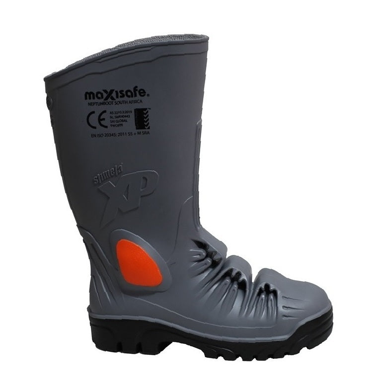 Grey Maxisafe FWG909 Stimela XP Safety Composite Toe Gumboots W/ Midsole & Metatarsal Protection
