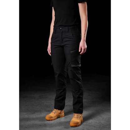 FXD WP-7W Womens Stretch Ripstop Work Pants - Black - Angled Front View