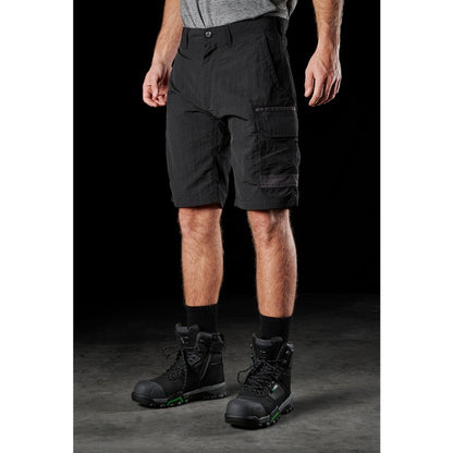 FXD LS-1 Lightweight Stretch Work Shorts - Black - Angled Front View