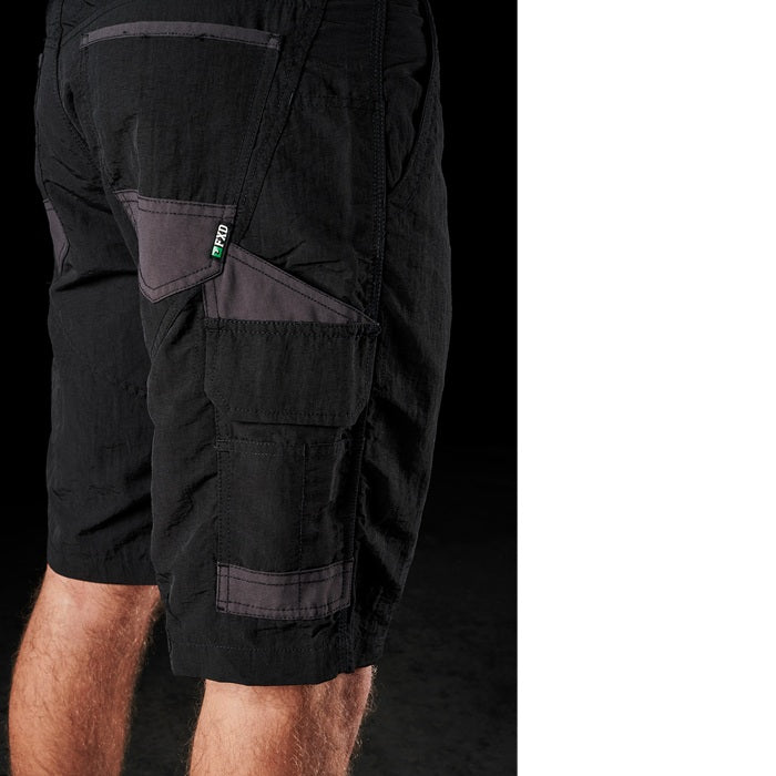 FXD LS-1 Lightweight Stretch Work Shorts - Black - Rear Pocket Detail View