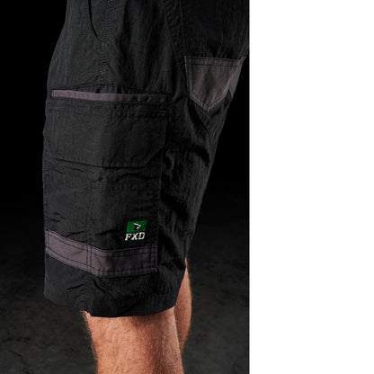 FXD LS-1 Lightweight Stretch Work Shorts - Black - Thigh Pocket Detail View