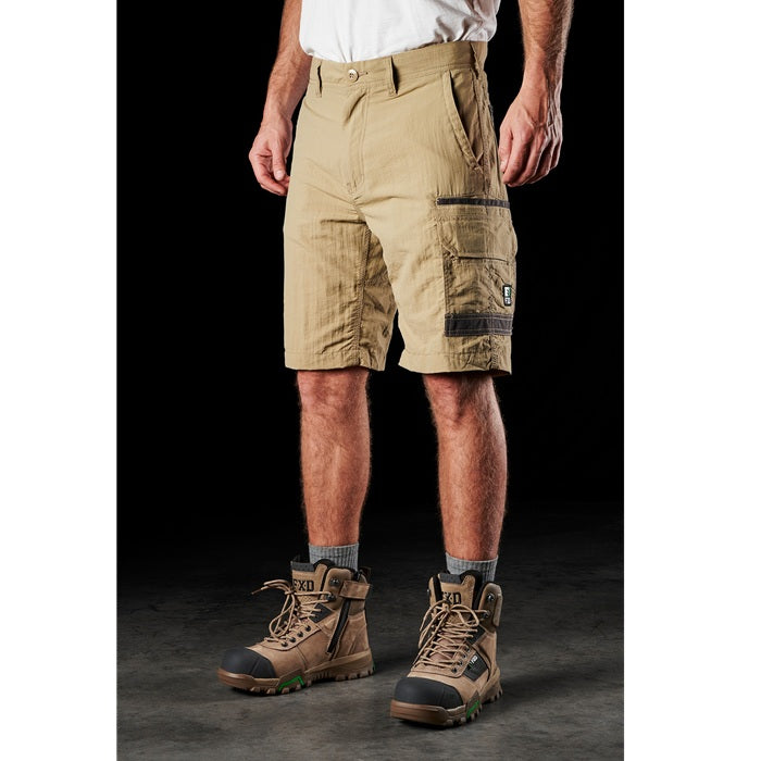 FXD LS-1 Lightweight Stretch Work Shorts - Khaki - Angled Front View