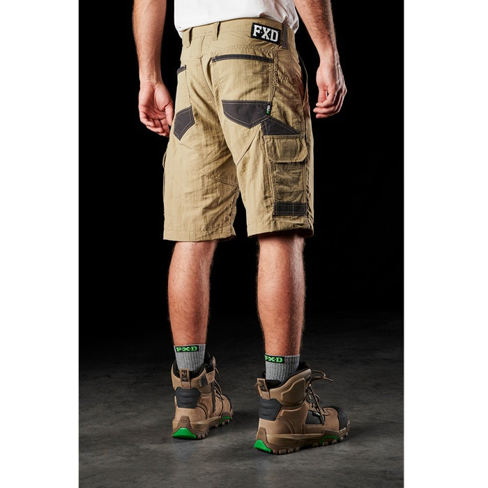 FXD LS-1 Lightweight Stretch Work Shorts - Khaki - Angled Rear View
